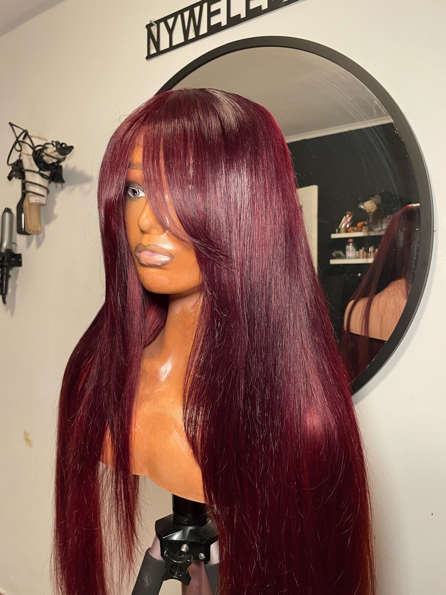 Cherry red closure wig