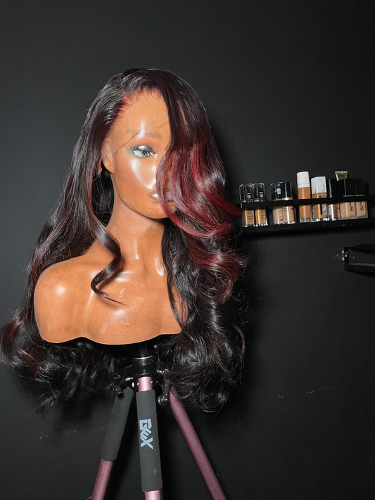 Red lights lace wig