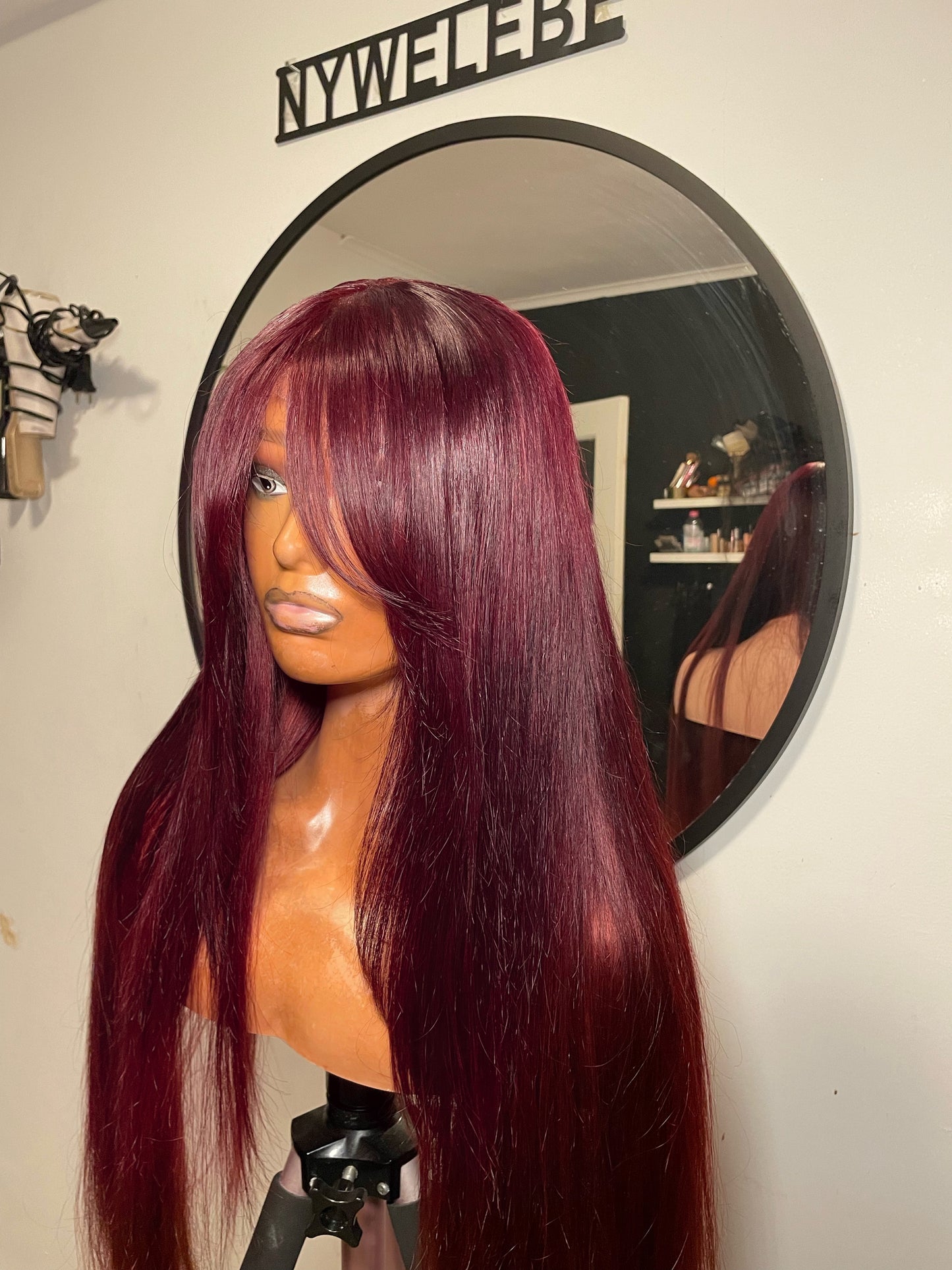 Cherry red closure wig