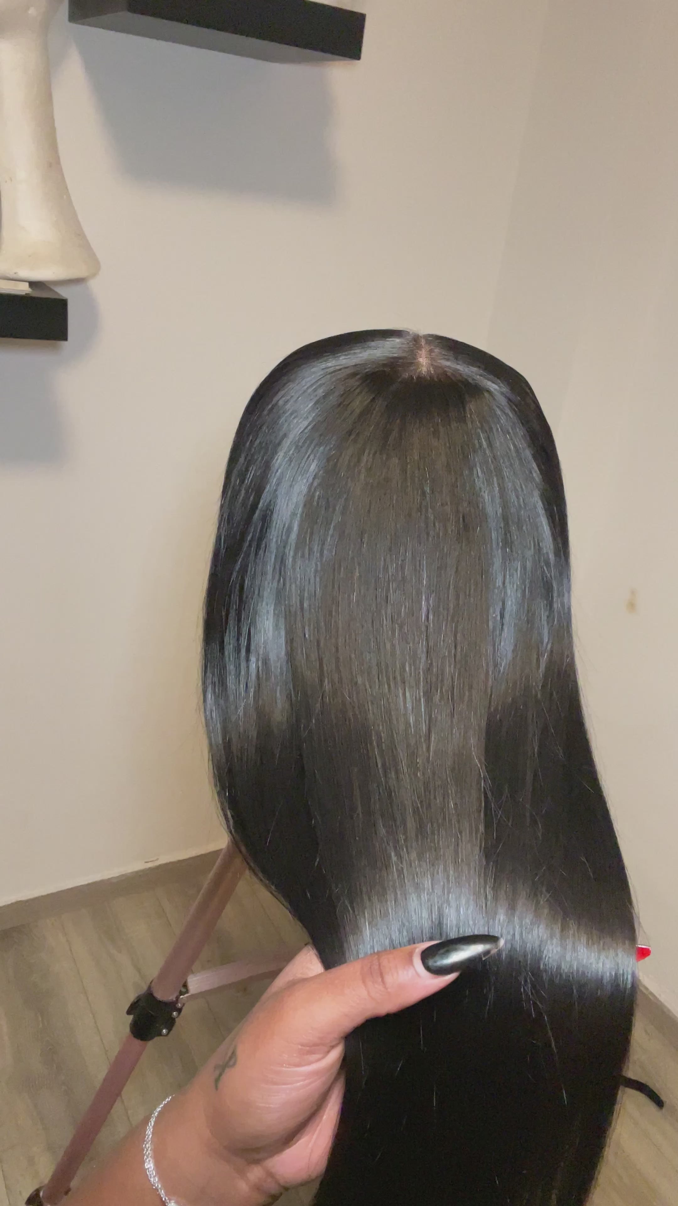Black silky closure wig